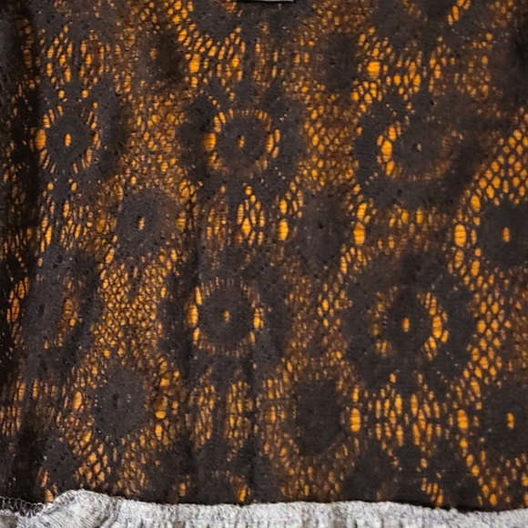 Gray Short Sleeve Caridgan with Black Lace Back Detailing - Button Tabs - Picture 7 of 8